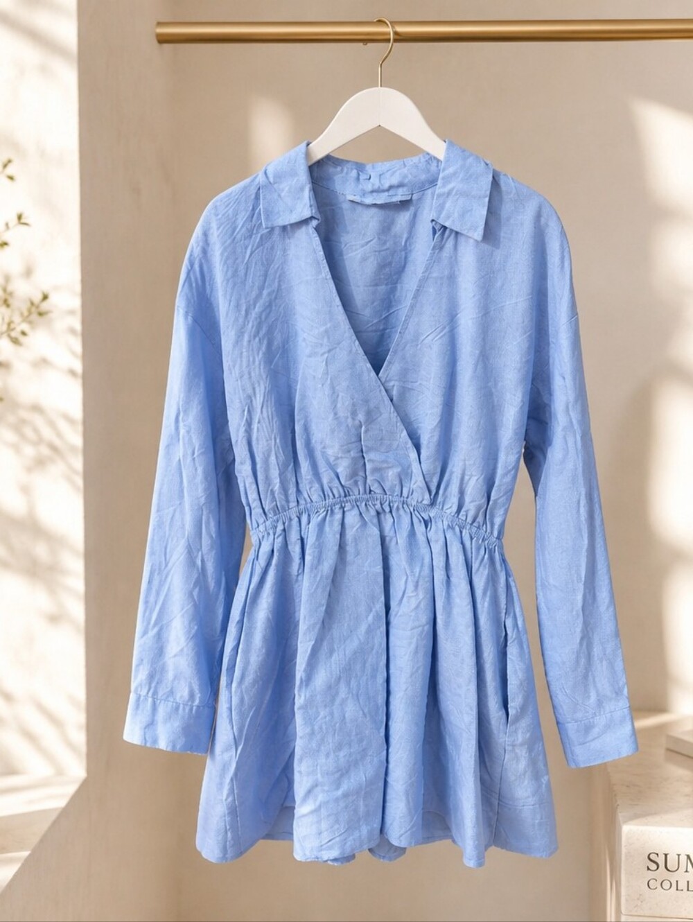 Zara Light Blue Shirt Dress , Medium Size , 100% Cotton